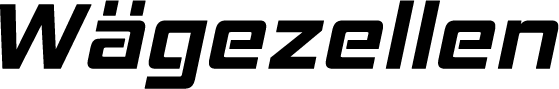 Schwarzer, fetter Text 'Wägezellen' in einer kantigen Schriftart auf einem einfarbigen, grauen Hintergrund.