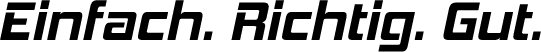Schwarzer, kantiger Text 'Einfach. Richtig. Gut.' auf einem einfarbigen, grauen Hintergrund.